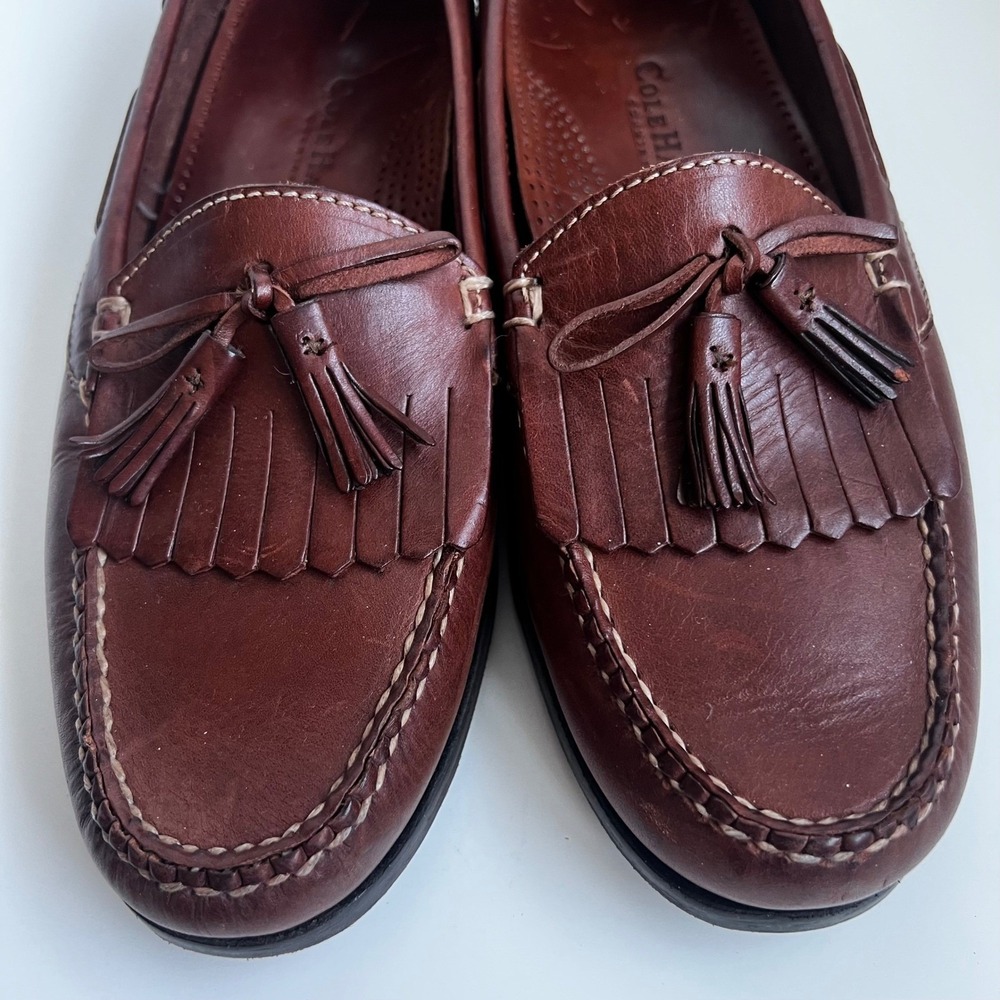 Cole Haan Country Mens Brown Leather Kiltie Tassel Loafers Shoes 10.5 D